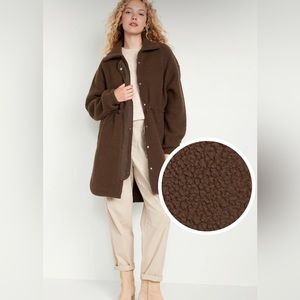 NWT Long Brown Sherpa Parka Jacket